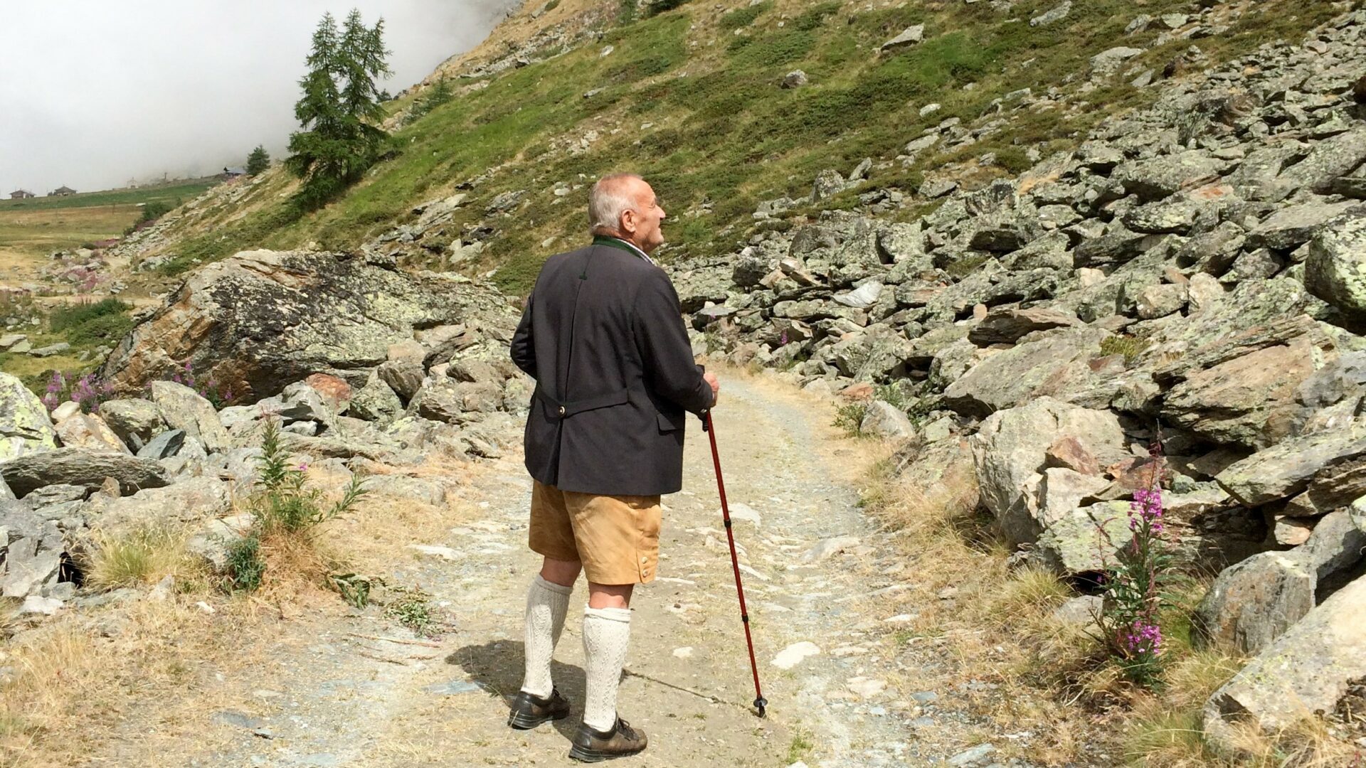 Wandern mit Stock zugeschnitten